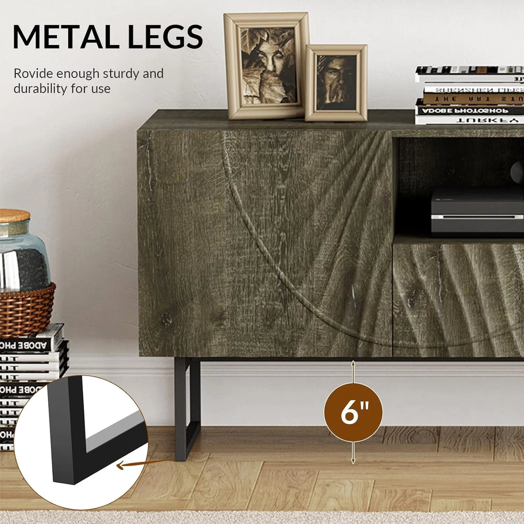 57" Wooden TV Stand with Metal Legs O274