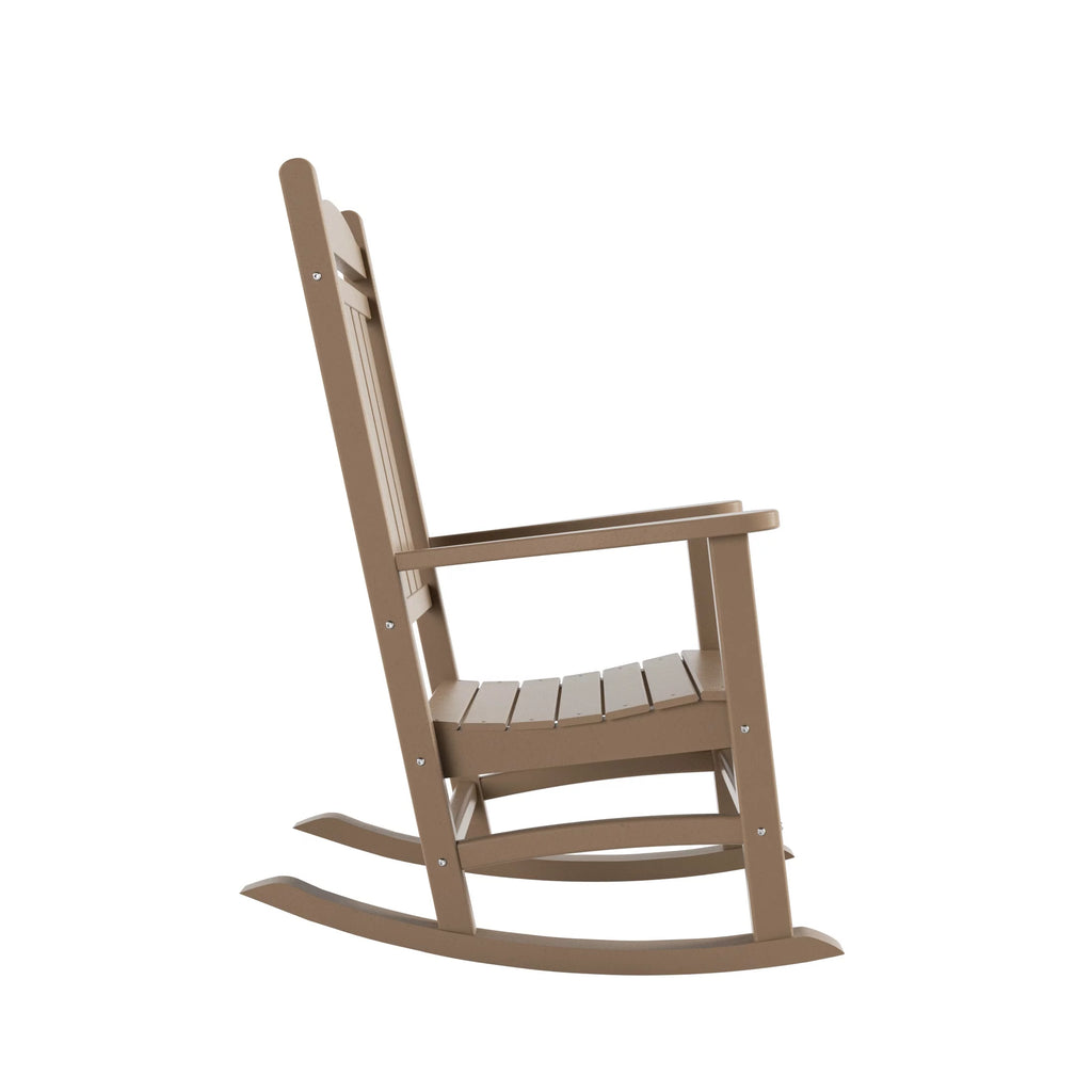 3 Piece All Weather Poly Lumber Outdoor Rocking Chairs Set with Side Table Y12534