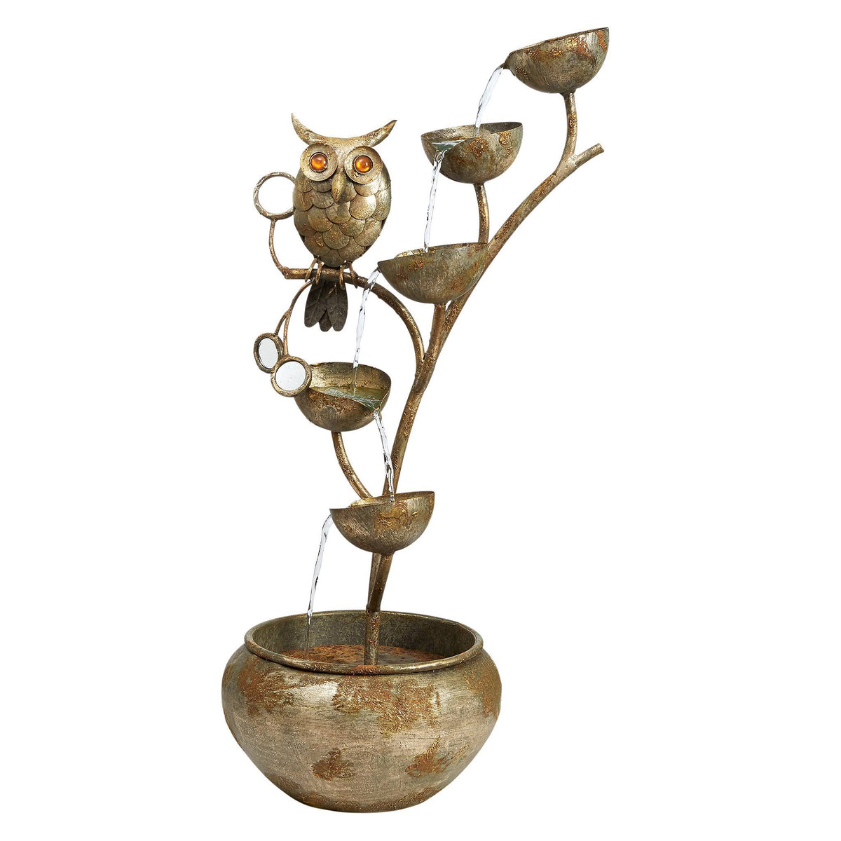 Metal Sculptural Owl Fountain N489