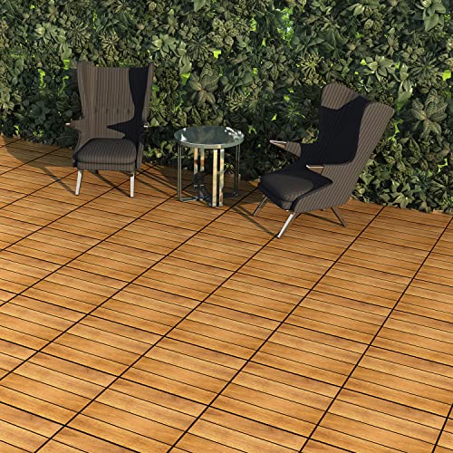 Solid Wood Acacia Flooring Tiles, Pack of 10, 12" x 12", Natural Color A545
