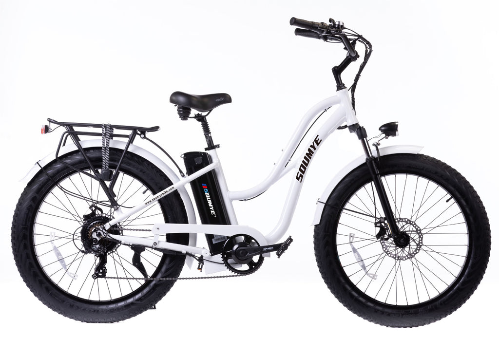 White 26" x4.0 Fat Tire Electric Bicycle W161349