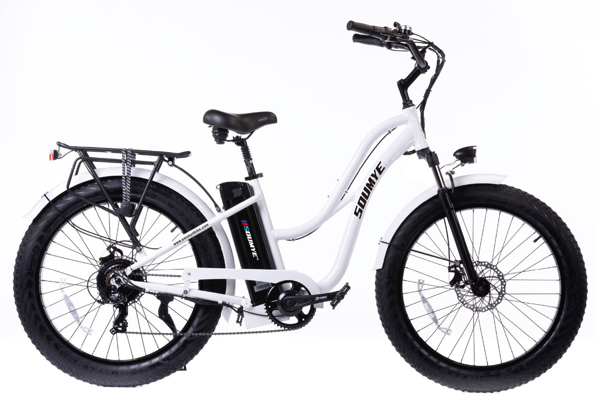 White 26" x4.0 Fat Tire Electric Bicycle W161349