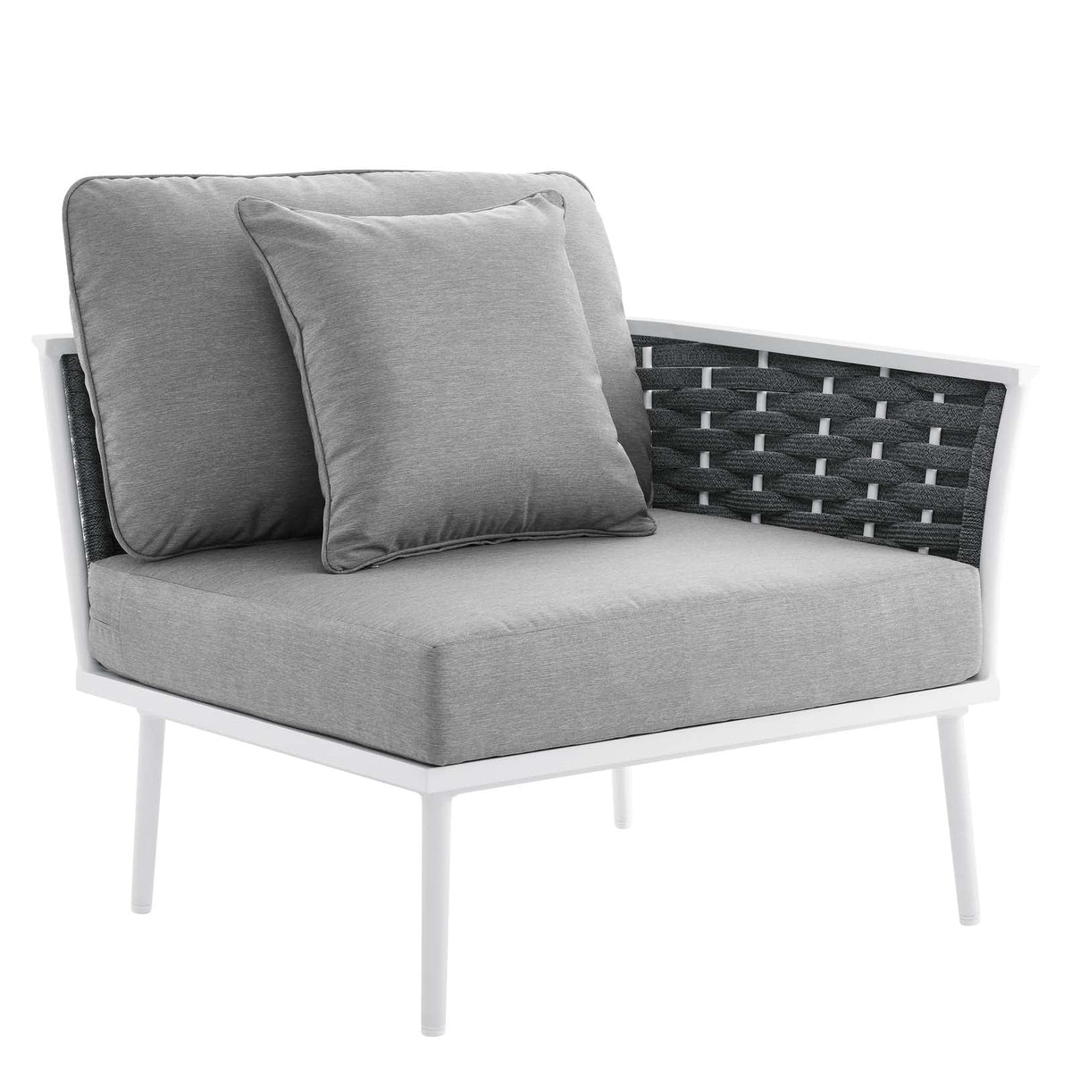 4 Piece White Gray Aluminum Patio Sectional Sofa Set K942726