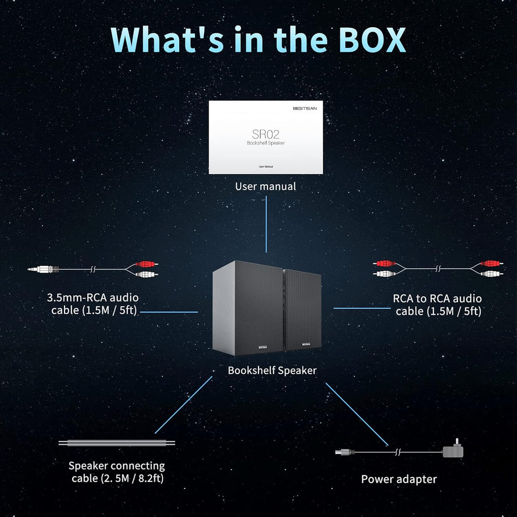 4 Inch Powered Bookshelf Speakers Set of 2 Black P12564