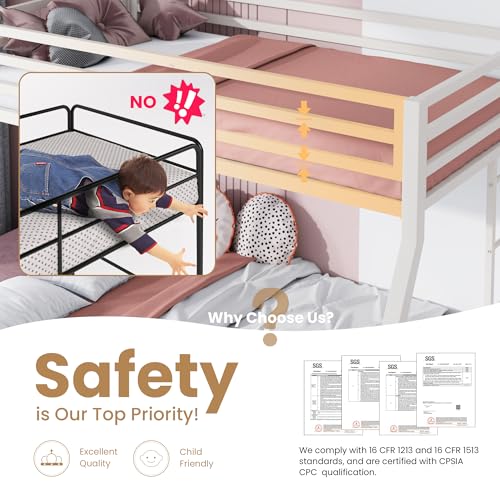 Black Twin Over Full Size Loft Bunk Bed with Ladder and Guardrail A814092