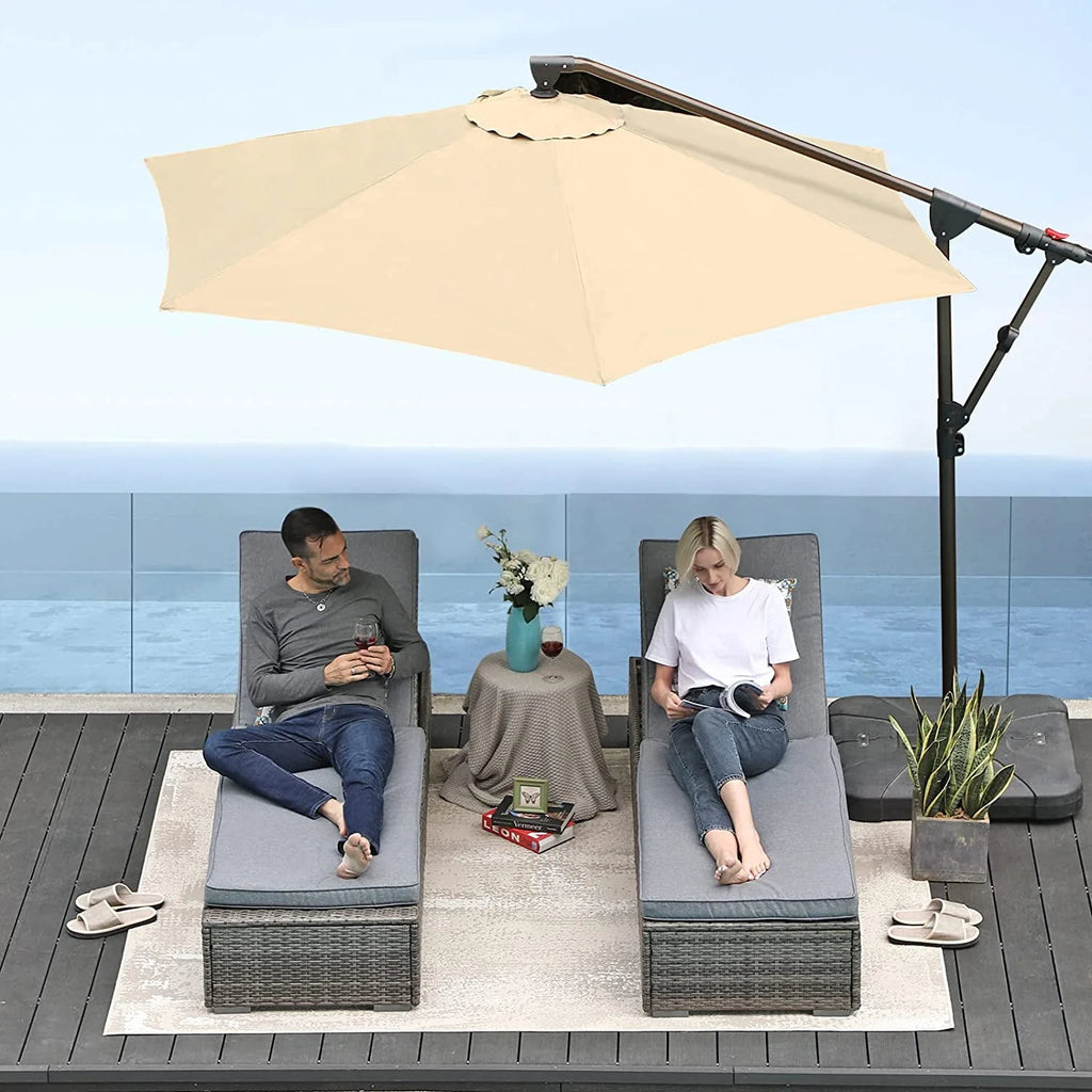 10ft Offset Hanging Patio Umbrella with Aluminum Stand Y207