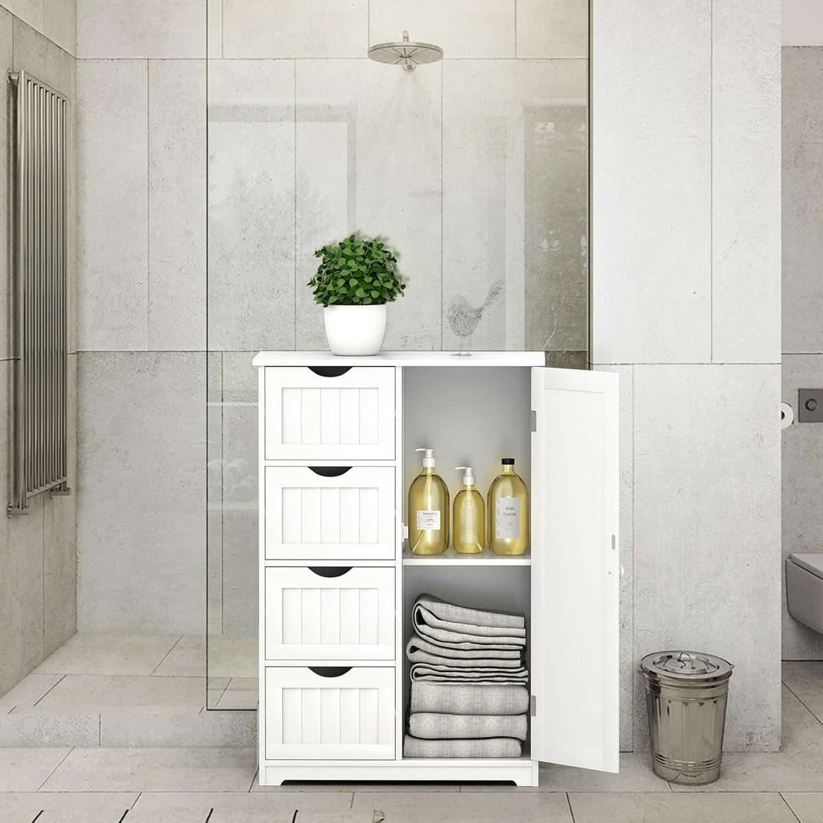 Bathroom Floor Cabinet with 4 Drawers and Door Y7605