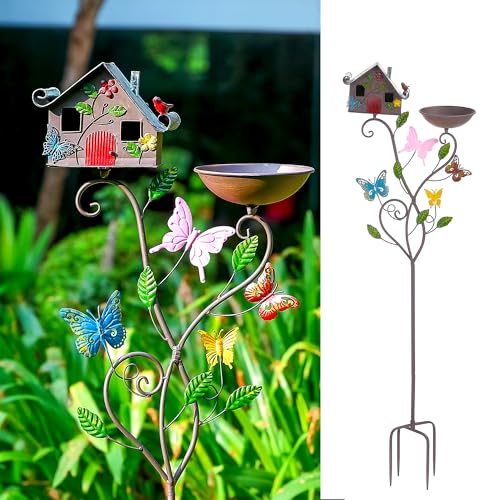 57" Metal Bird Houses with Pole and Stake I881210