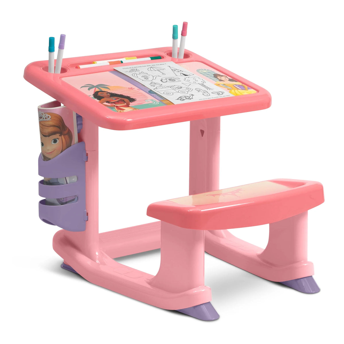Pink 3-Piece Toddler Art & Play Set with Desk, Storage Station & Toy Box D98906
