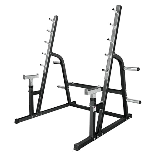 Adjustable Spotter Arms Half Power Cage Bench Press and Squat Rack Combo L1124