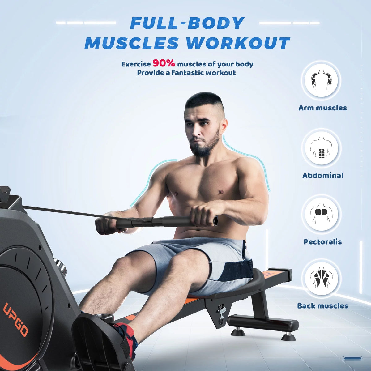 Magnetic Rowing Machine 350lbs Weight Capacity 8 Level Resistance R986