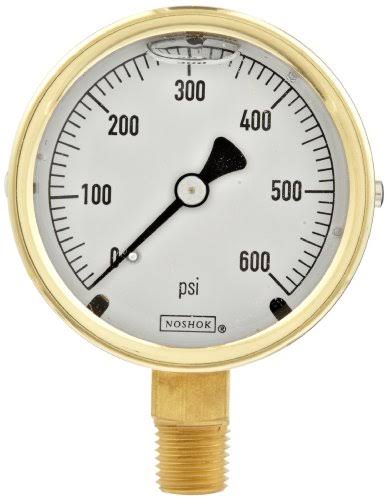 1/4 NPT Brass Case Gauge, Glycerin Filled P856457