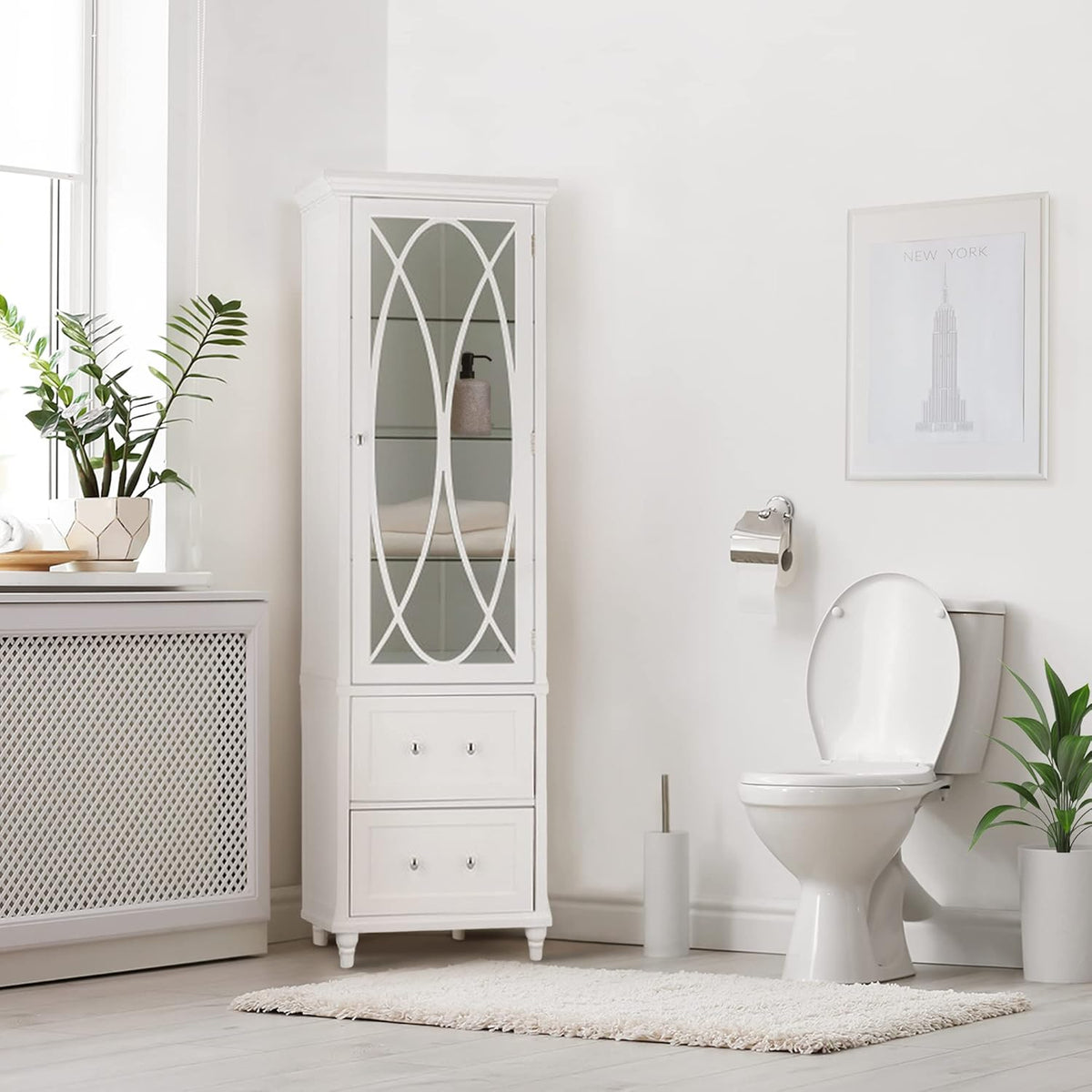White Linen Floor Cabinet U415