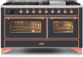 60 Dual Fuel Natural Gas Range Matte Graphite Copper Trim T5808