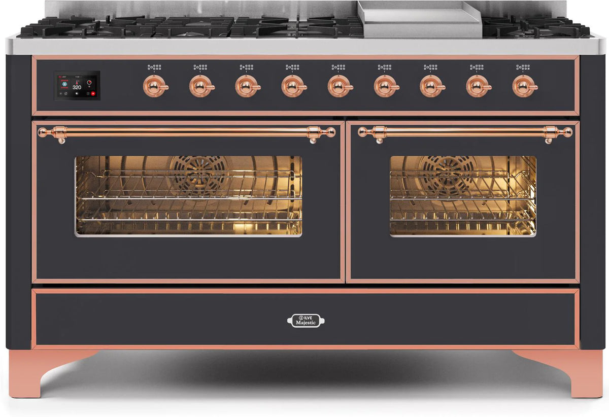 60 Dual Fuel Natural Gas Range Matte Graphite Copper Trim T5808