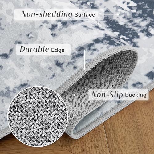 8x10 ft Grey Faux Wool Non Slip Area Rug G8454