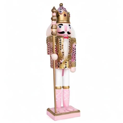 Pink Wooden Nutcracker Figure, 12” V101