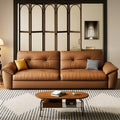 Brown Genuine Leather Convertible Sleeper Sofa Bed with Storage 81" L x 33.5" D x 35" H D16329