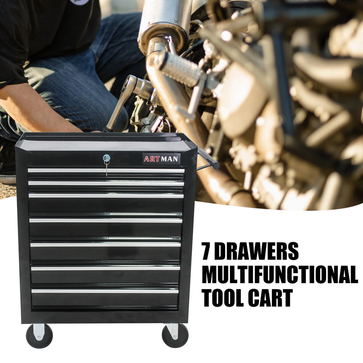 Blue 7 Drawer Rolling Tool Chest with Lock R65906
