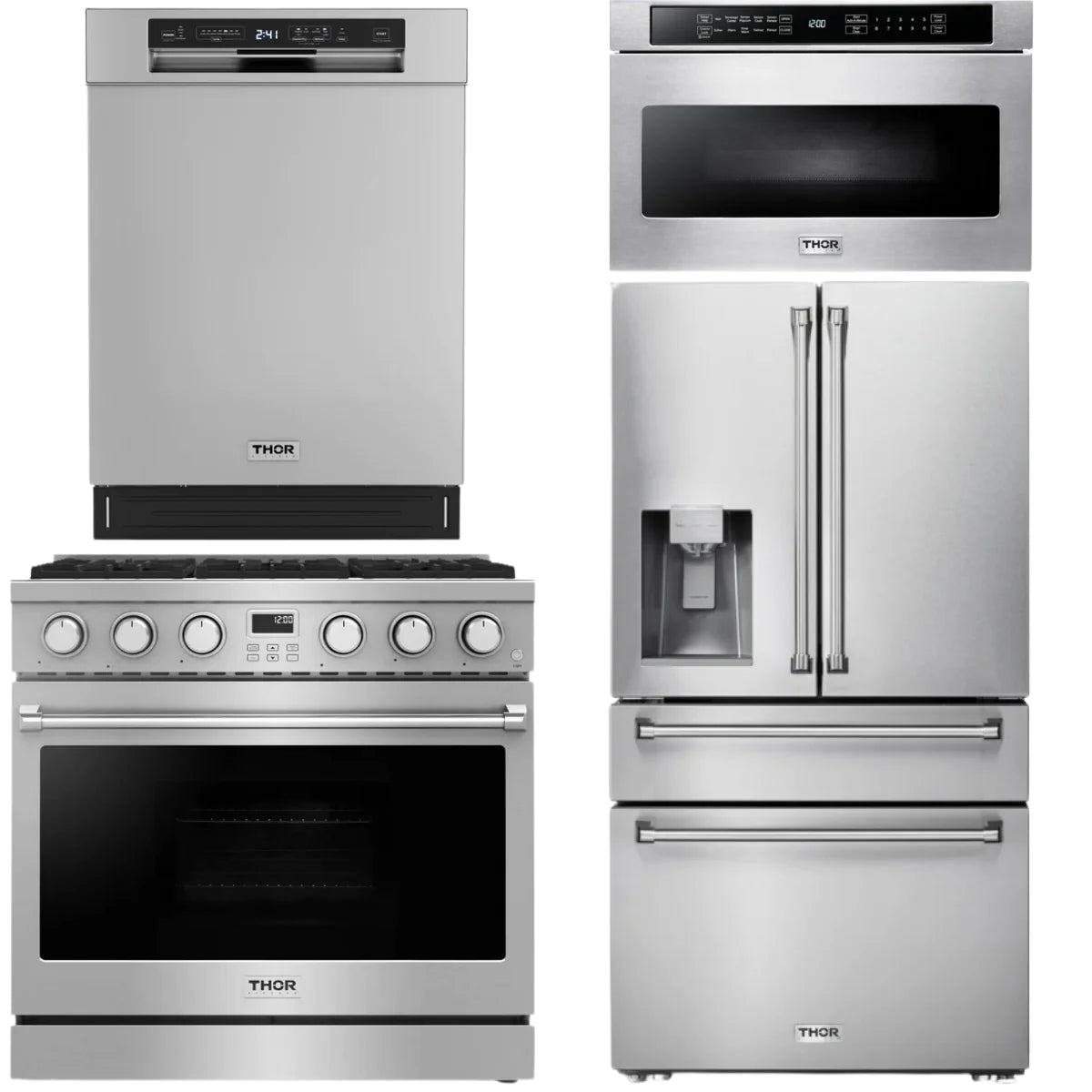 36 Gas Range, Refrigerator, Dishwasher and Microwave L12024