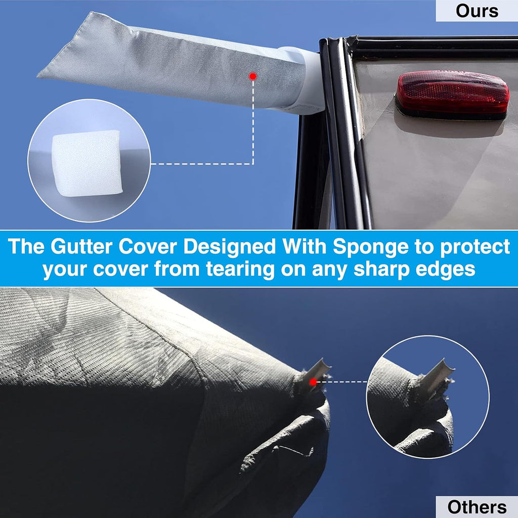 150D Rip-Stop RV Cover, Fits 28' 7"-31' 6" Long Motorhome, Waterproof Camper Cover with Gutter Covers S46242