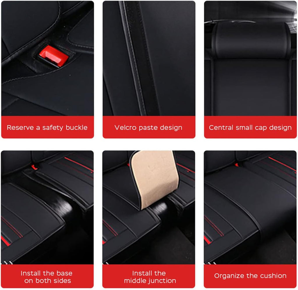 Waterproof PU Leather Car Seat Covers for Front and Rear Seats, Black P796610