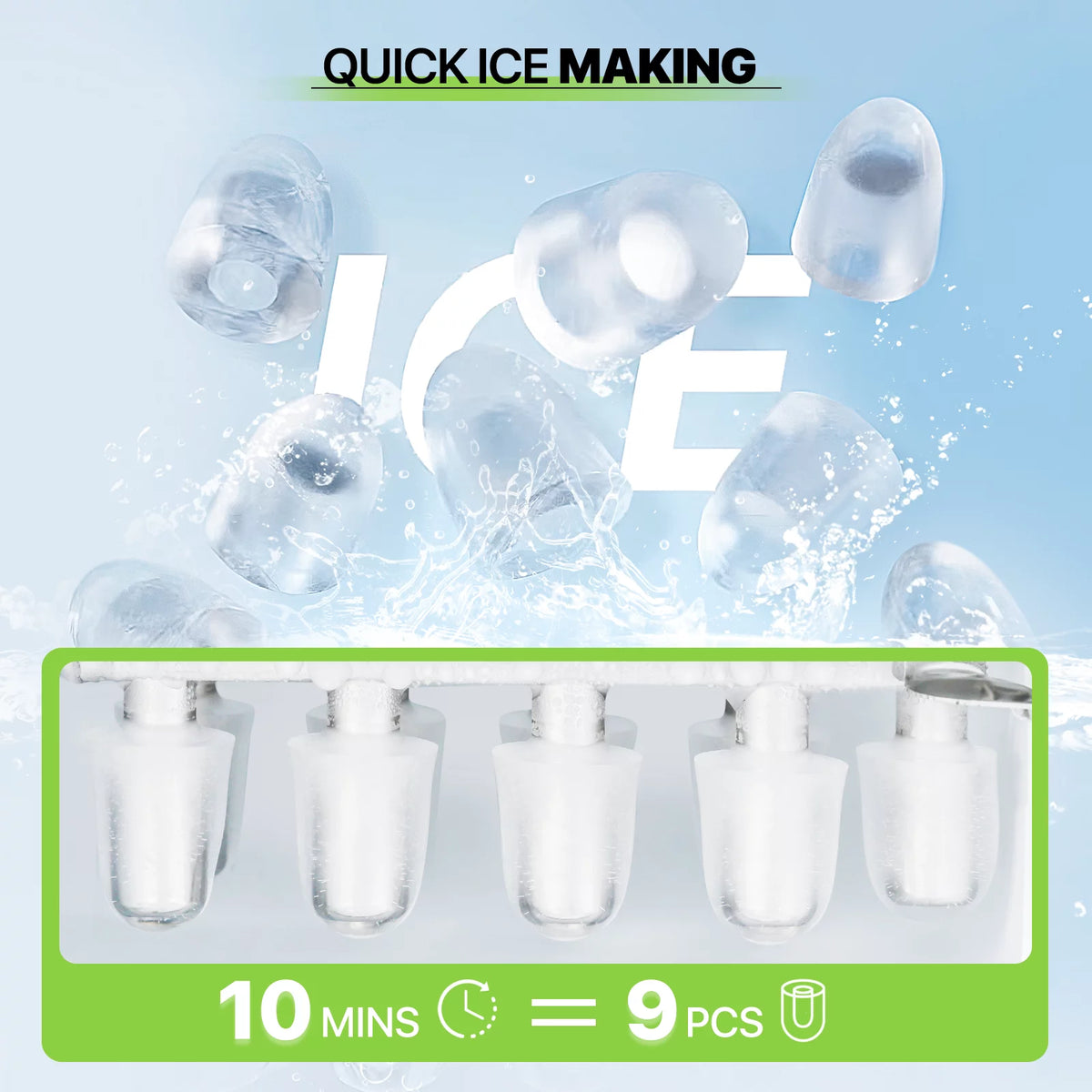 Black Countertop Ice Maker Machine with Ice Scoop and Basket H164855