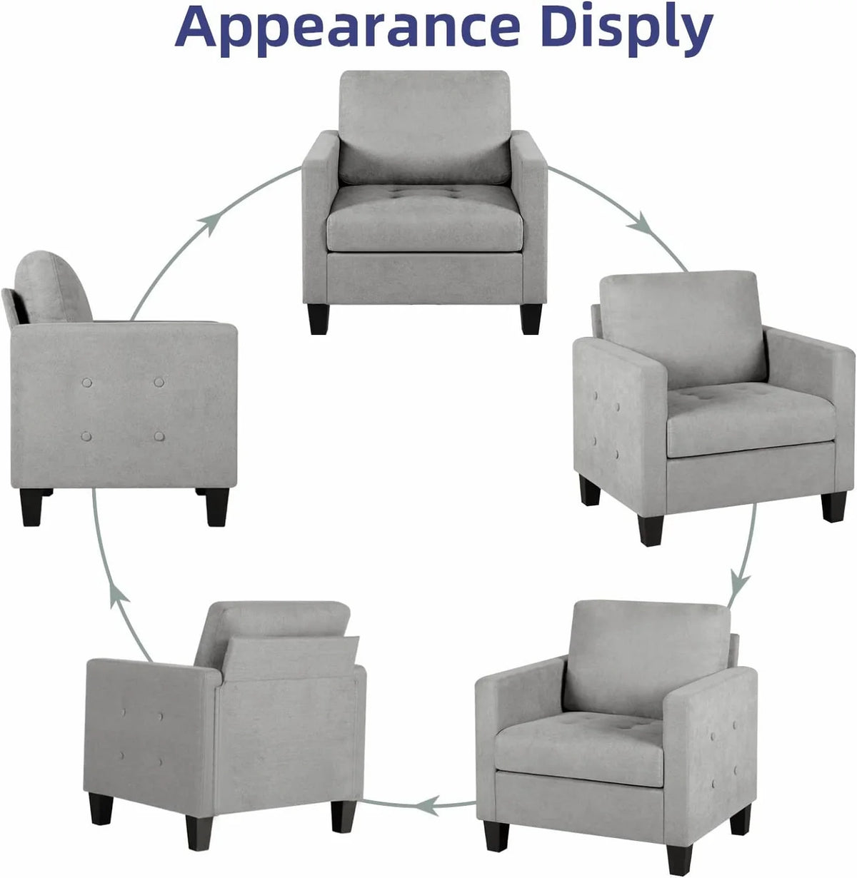 Light Gray Button Tufted Accent Arm Chair D99162