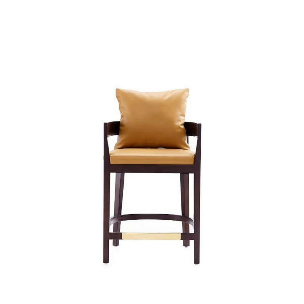 Camel and Dark Walnut Beech Wood Counter Height Bar Stool O649496