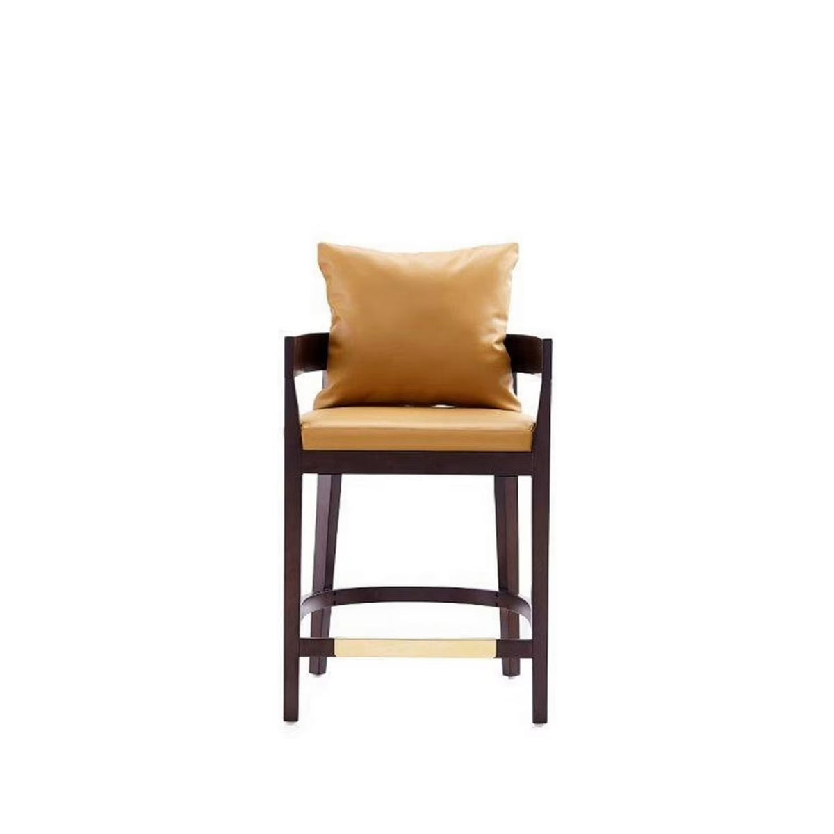 Camel and Dark Walnut Beech Wood Counter Height Bar Stool O649496