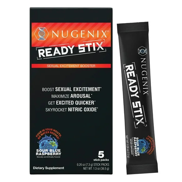 Men's Excitement Booster Supplement 5 Packets Powder Sour Blue Raspberry M4373