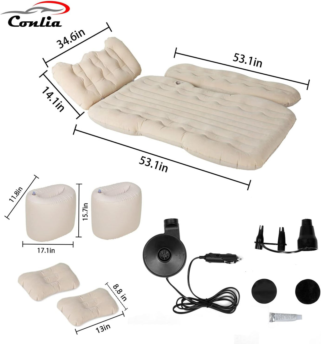 Beige Inflatable Car Air Mattress with Air Pump V685344