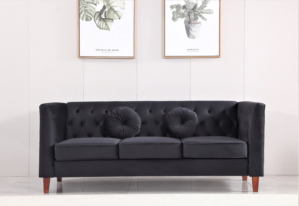 Black Velvet 3Pcs Living Room Set X9441