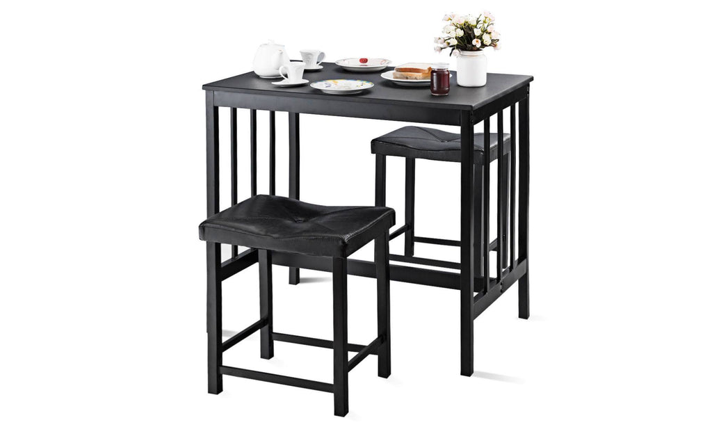 3 Pcs Counter Height Dining Table and 2 Chairs Black K19995