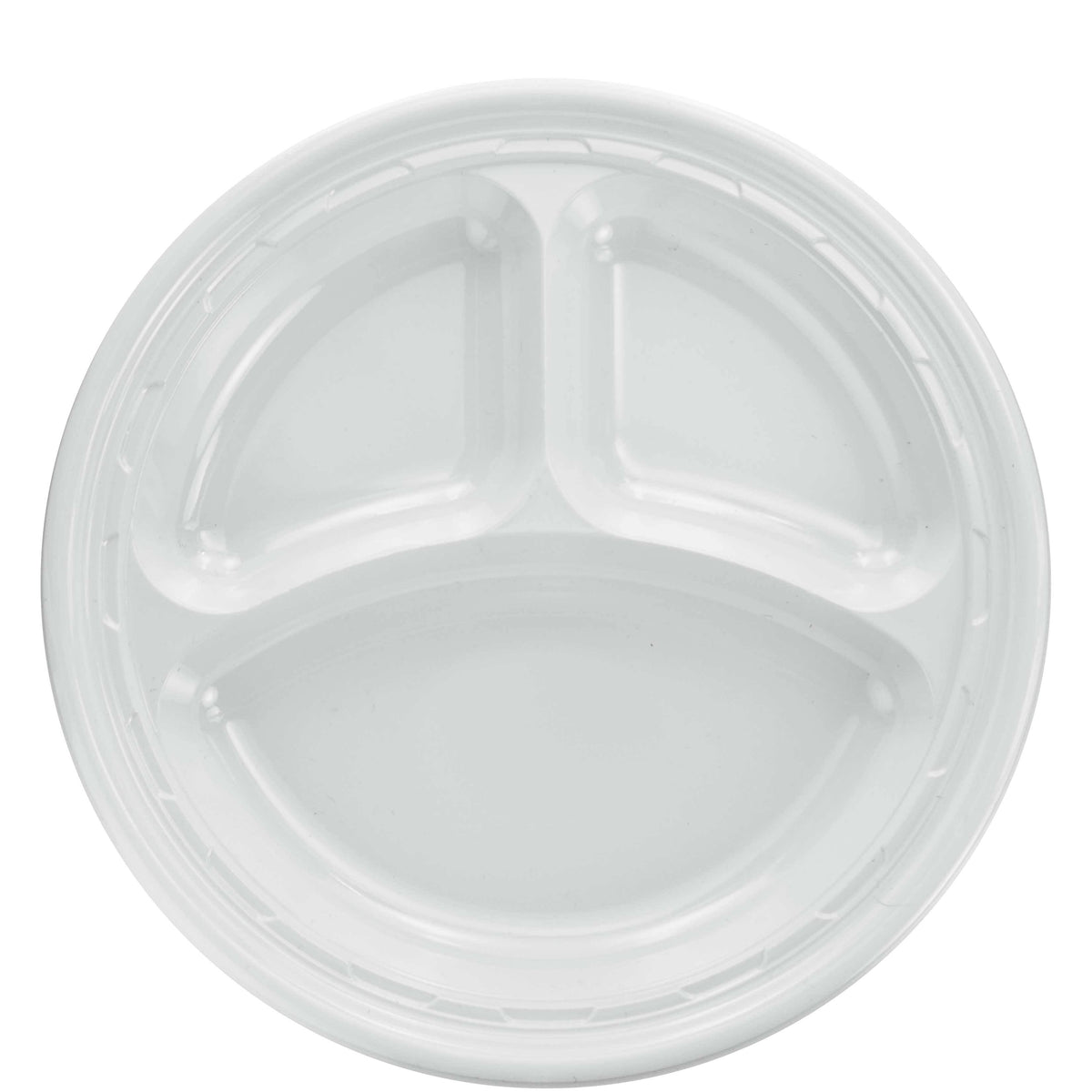 White 3-Comp Plastic Dinnerware Plate, 10 1/4 dia, 500/Carton C608