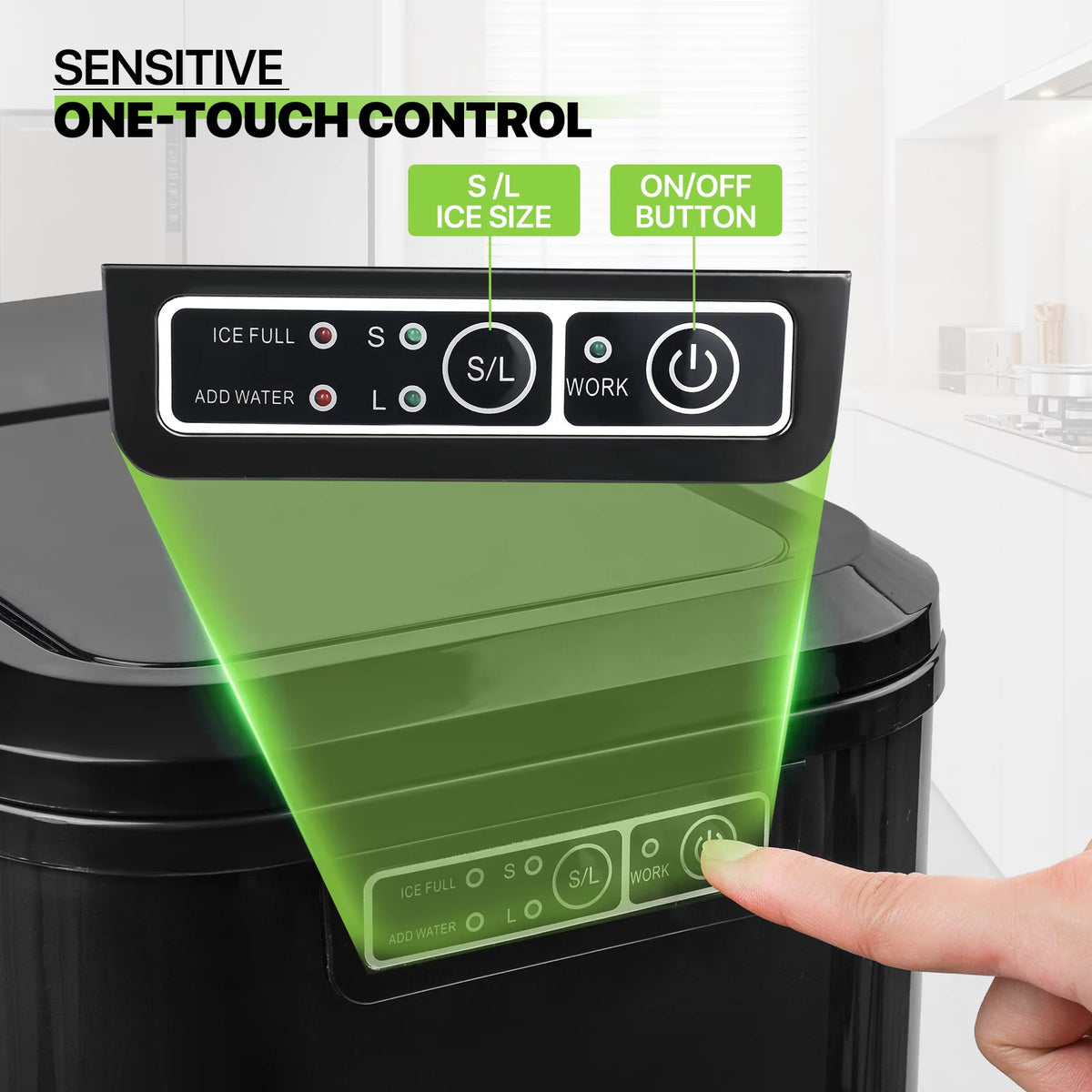 Black Countertop Ice Maker Machine with Ice Scoop and Basket H164855