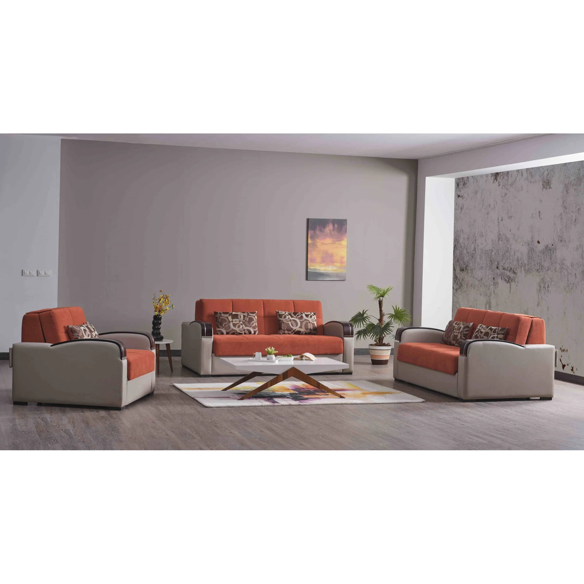 Orange Loveseat Sleeper S8773