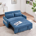 Blue Pull Out Sleep Sofa Bed with Adjustable Backrest and Storage Pockets L1311