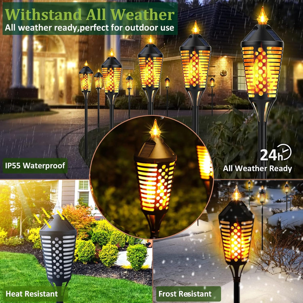 40 Outdoor Waterproof Solar Torch Lights, 6 Pack B60878