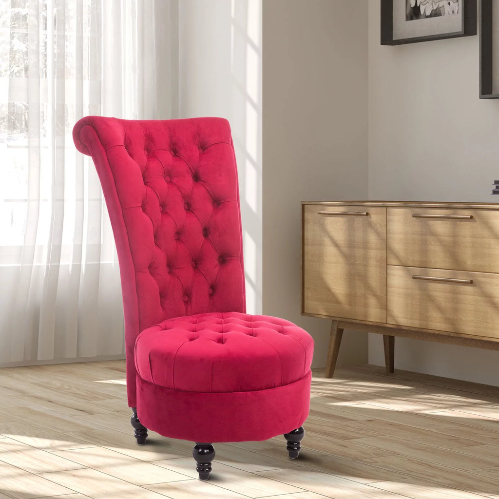 Retro High Back Armless Upholstered Tufted Accent Chair M194
