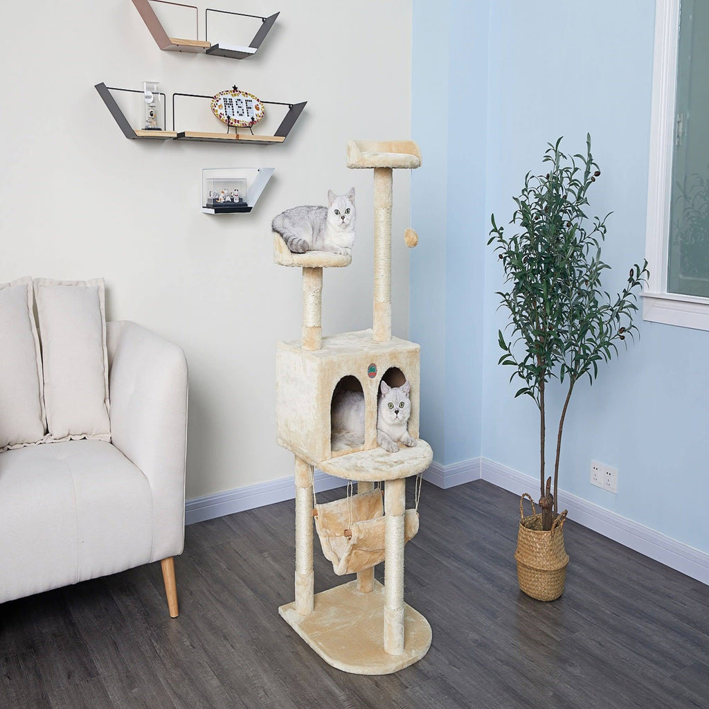 Beige 54 in. Cat Tree Condo Furniture P977919