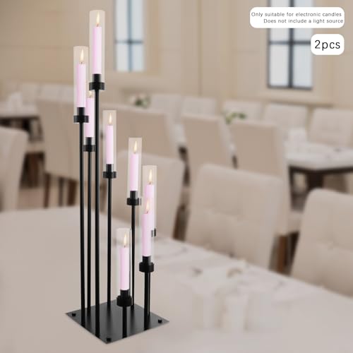 2 Pack Black 8 Arms Floor Candelabra D89394