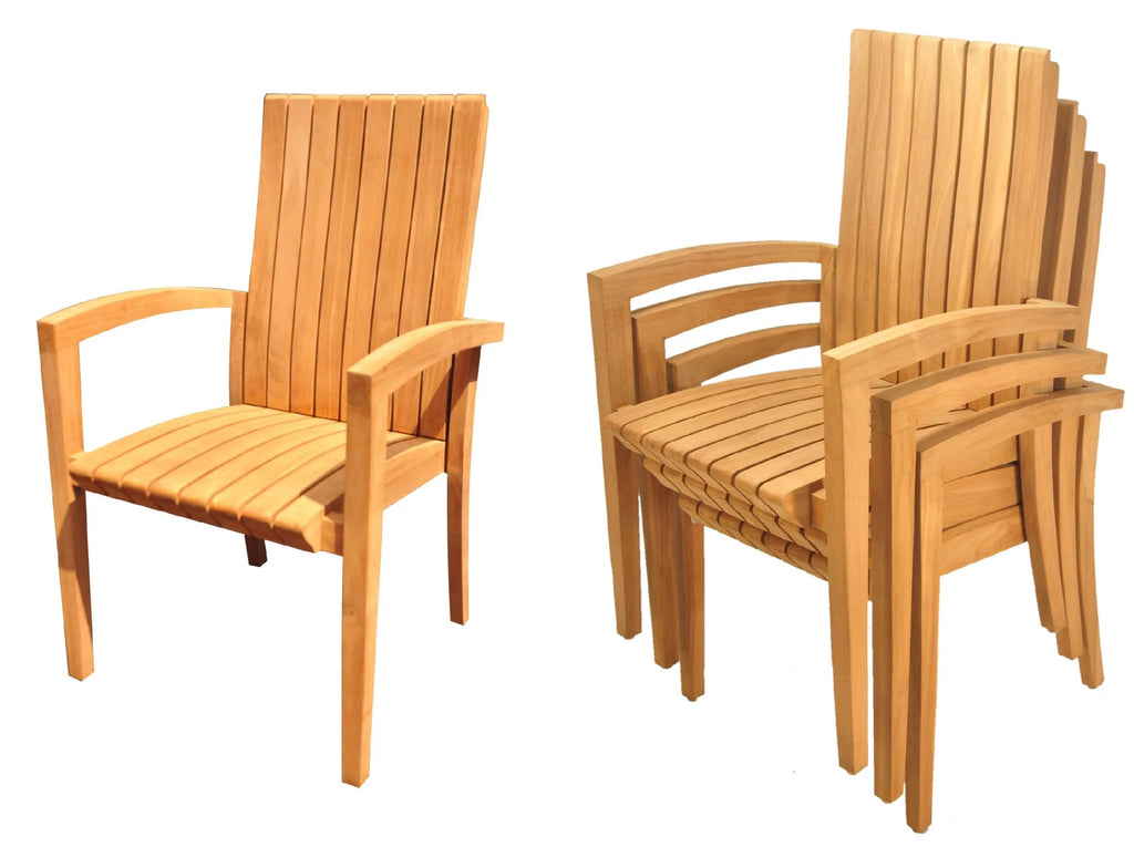 Grade-A Teak 4 Pc Dining Set with 48" Round Butterfly Table and 3 Stacking Arm Chairs U75447