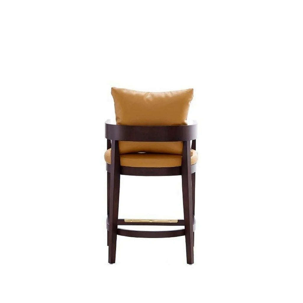 Camel and Dark Walnut Beech Wood Counter Height Bar Stool O649496