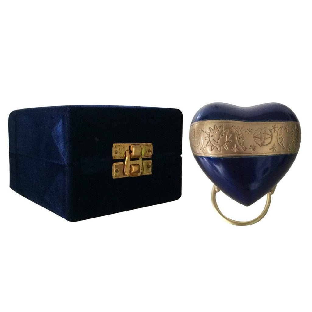 Blue Heart Keepsake Urn with Stand & Velvet Box K84516