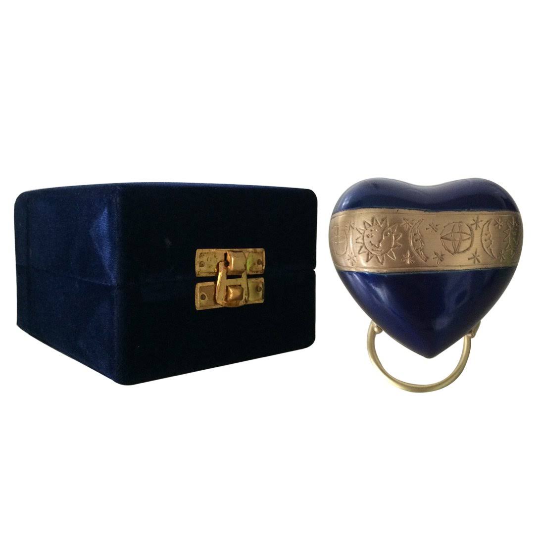 Blue Heart Keepsake Urn with Stand & Velvet Box K84516