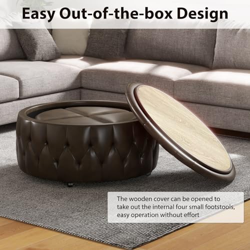 36" Wide Grey Tufted Storage Ottoman with 4 Wheels X8777