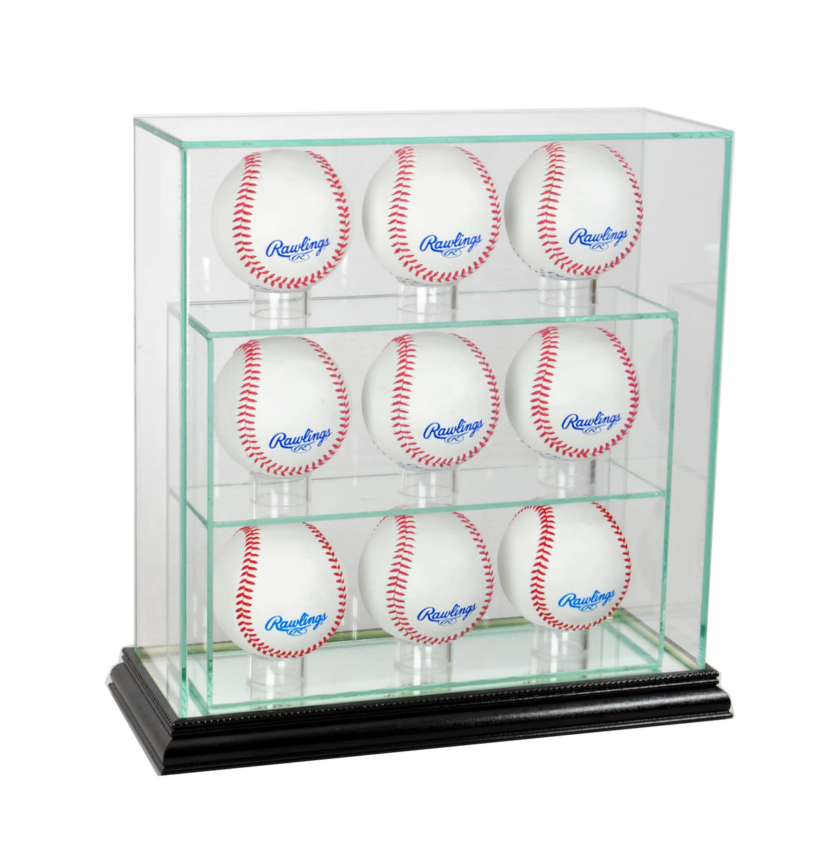 Black 9 Upright Baseball Glass Display Case W7247