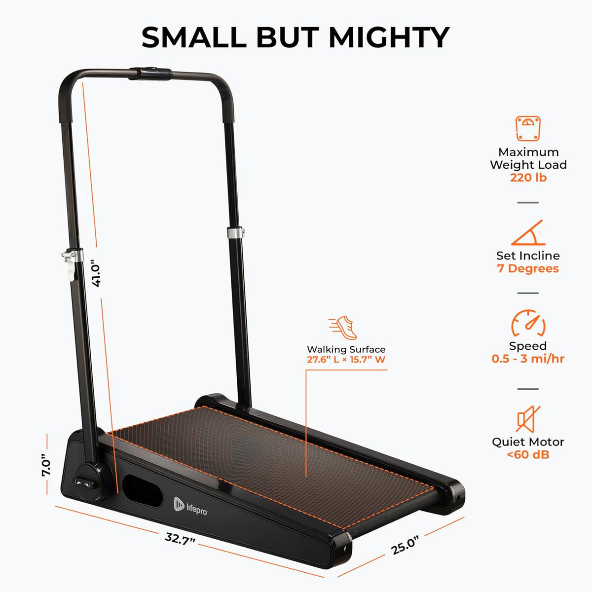 Smallest Portable Mini Walking Pad with Adjustable Handlebar, Max Speed 3 MPH, 30 inch Mini Walking Treadmill, 220 Lbs Max Weight X933