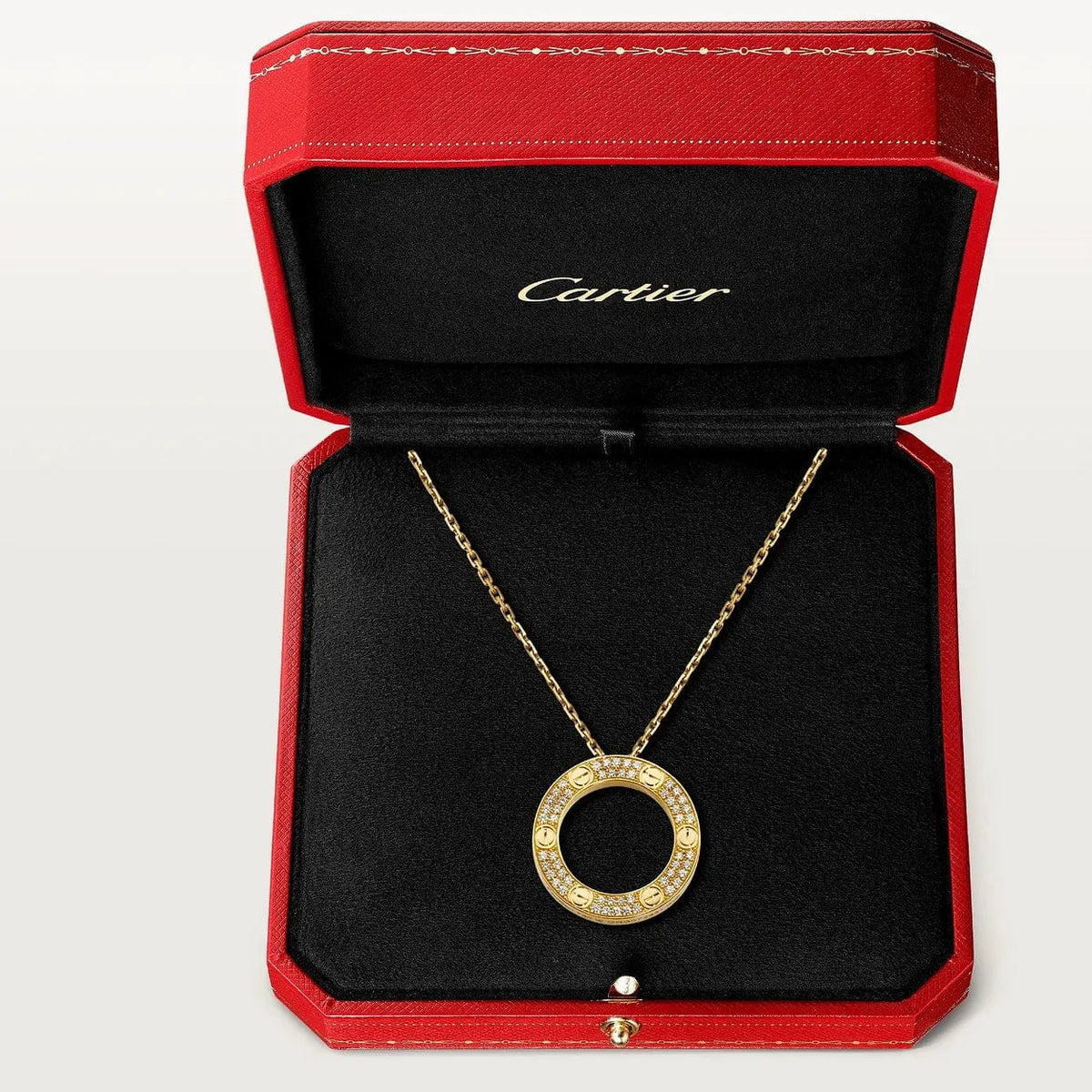 Screw Love Necklace With Diamond Paved T9286